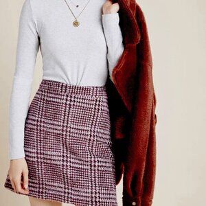 Anthropologie Maeve Mini Plaid Stretch Purple Skirt Size XS NWT